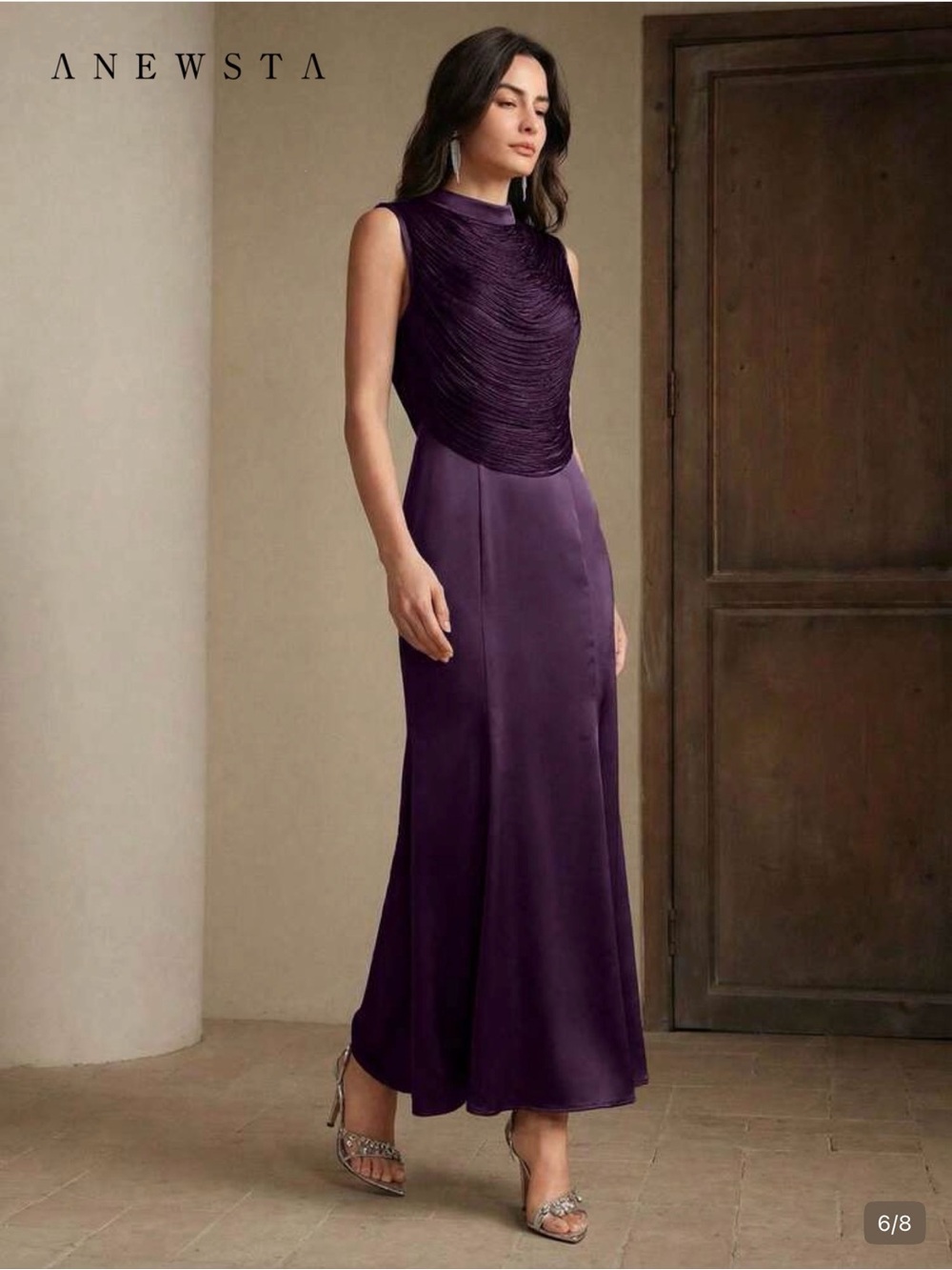 Elegant Purple Sleeveless Evening Dress - Picture 3 of 4